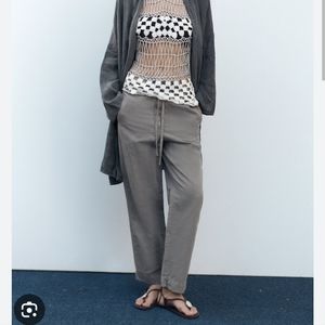 Zara linen blend barrel pants